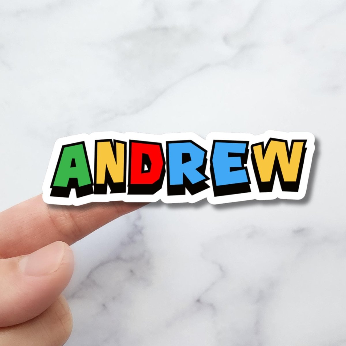 Custom Holographic Game Font Name Sticker, Colorful Block Letters - KWL Creations