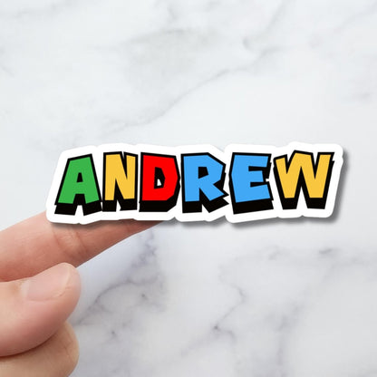Custom Holographic Game Font Name Sticker, Colorful Block Letters - KWL Creations
