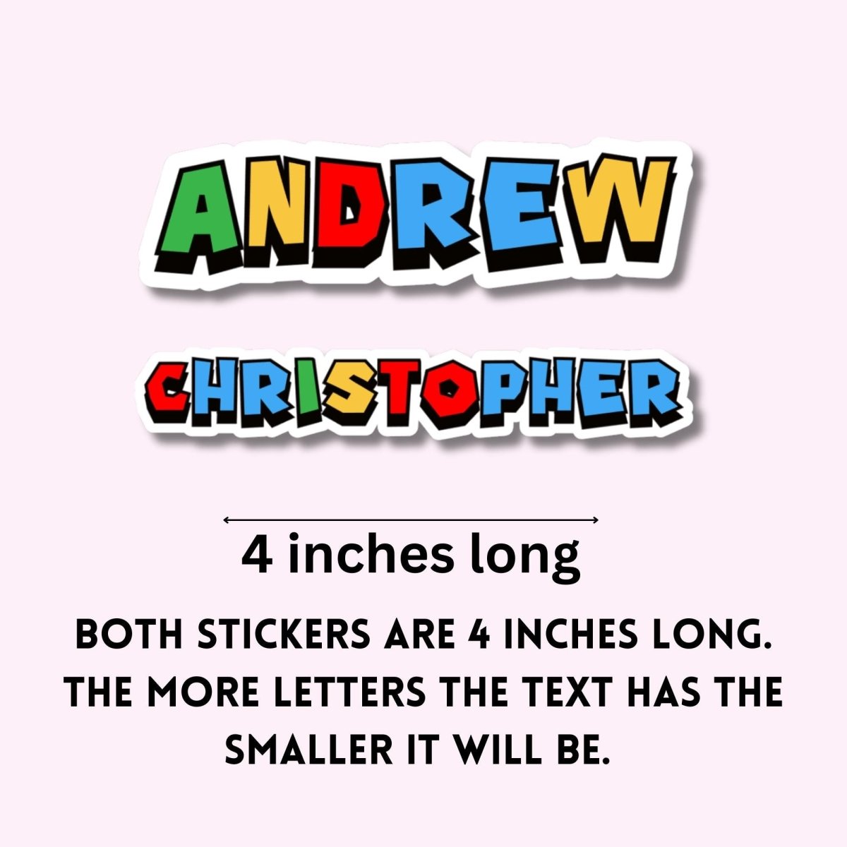 Custom Holographic Game Font Name Sticker, Colorful Block Letters - KWL Creations