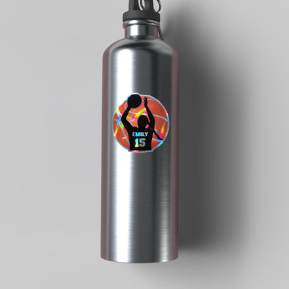 Custom Holographic Girl Basketball Sticker – Personalized Name & Jersey Number - KWL Creations