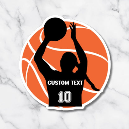 Custom Holographic Girl Basketball Sticker – Personalized Name & Jersey Number - KWL Creations