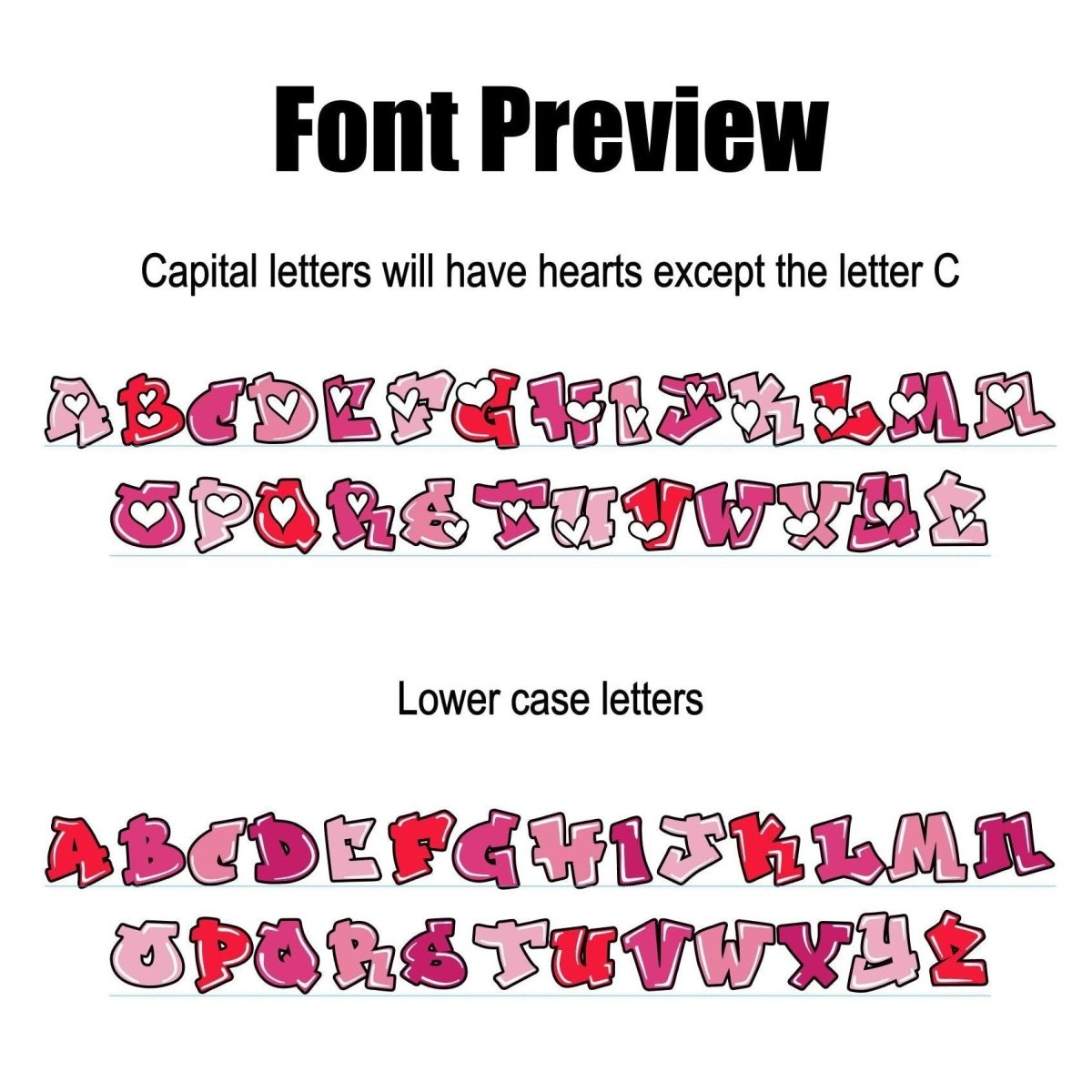 Custom Holographic Graffiti Name Sticker: Pink Heart Font - KWL Creations