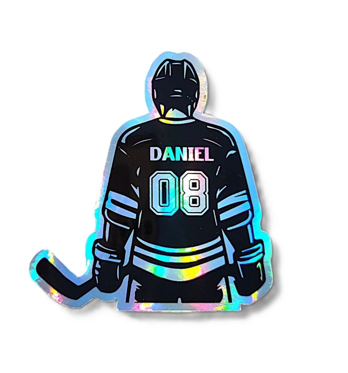 Custom Holographic Hockey Sticker with Name & Number - KWL Creations
