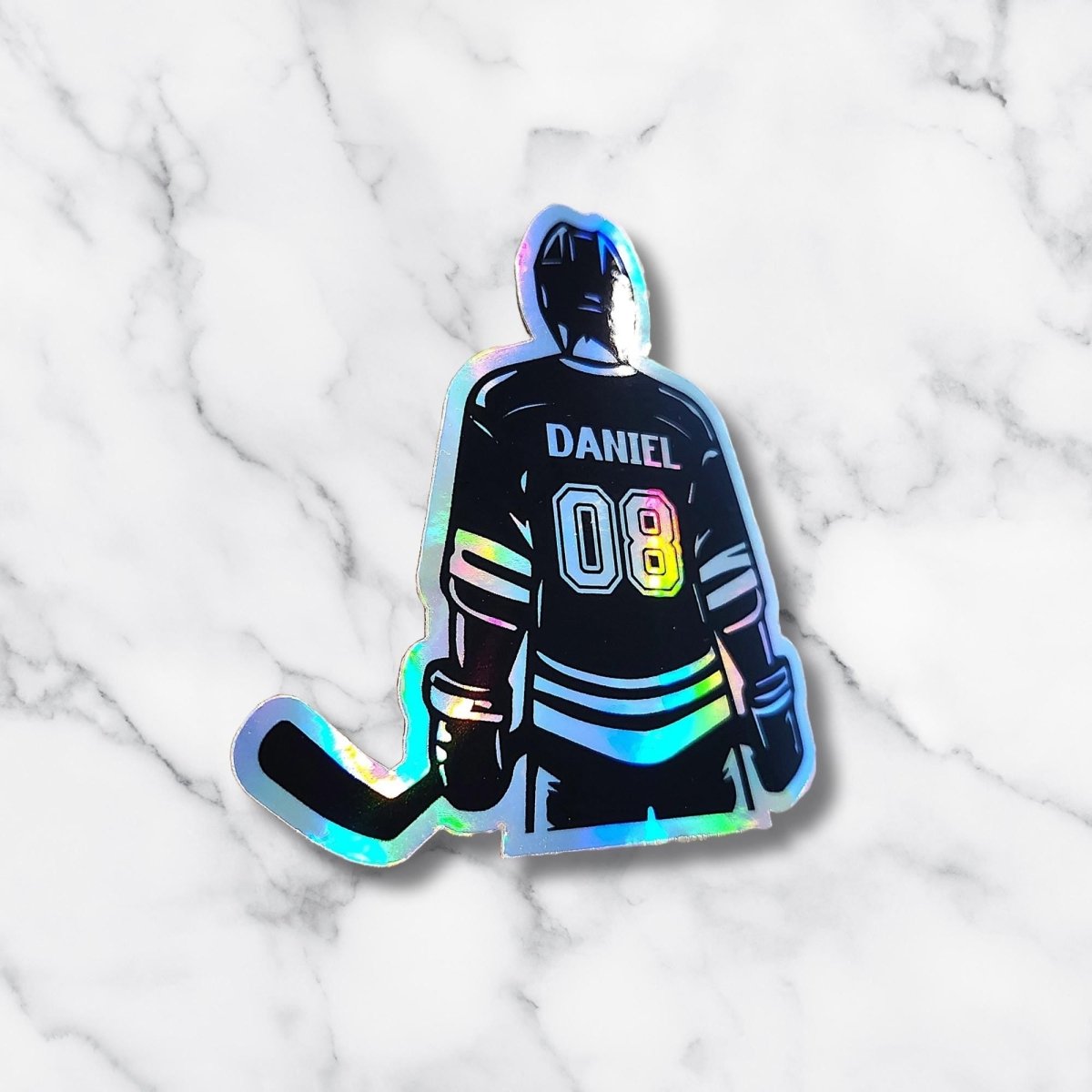 Custom Holographic Hockey Sticker with Name & Number - KWL Creations
