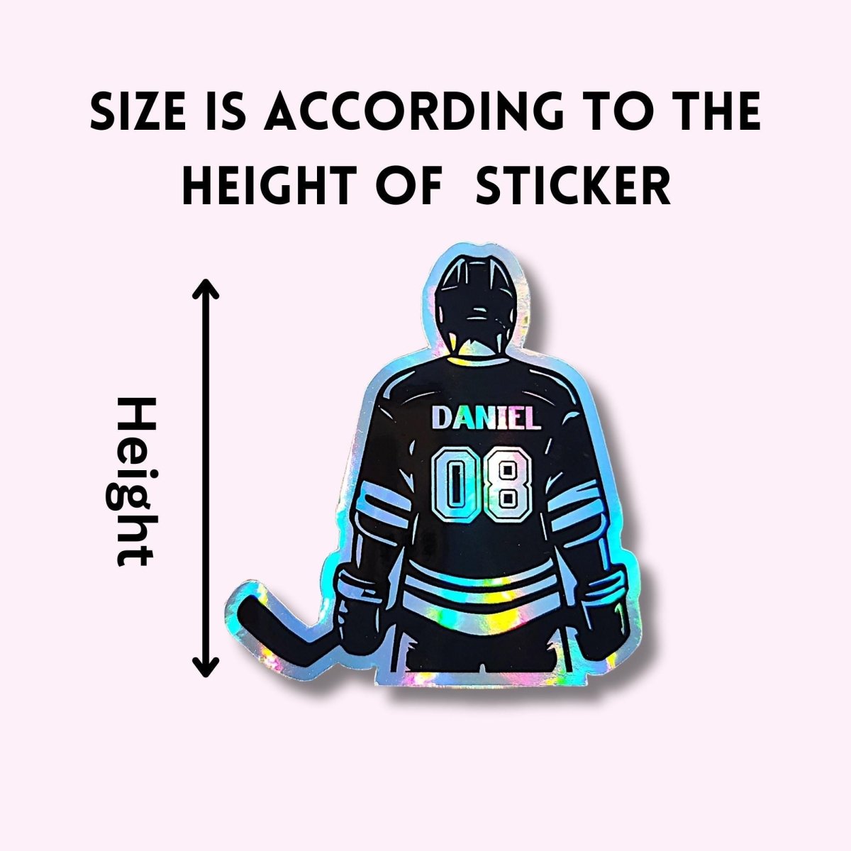 Custom Holographic Hockey Sticker with Name & Number - KWL Creations