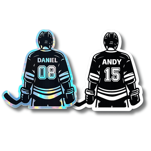 Custom Holographic Hockey Sticker with Name & Number - KWL Creations