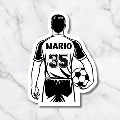 Custom Holographic Male Soccer Player Sticker with Name & Number - KWL Creations