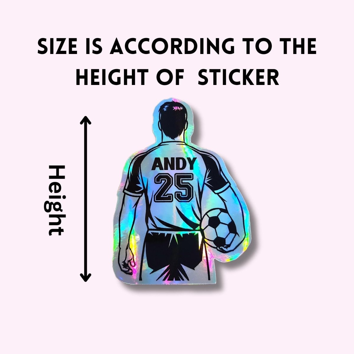 Custom Holographic Male Soccer Player Sticker with Name & Number - KWL Creations