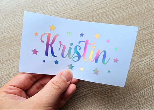 Custom Holographic Name Decal with Stars - KWL Creations