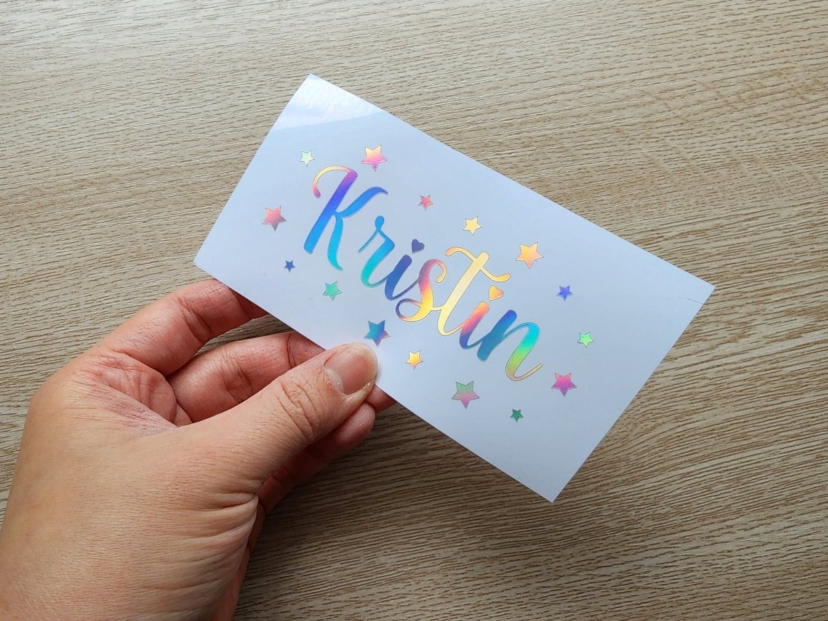 Custom Holographic Name Decal with Stars - KWL Creations