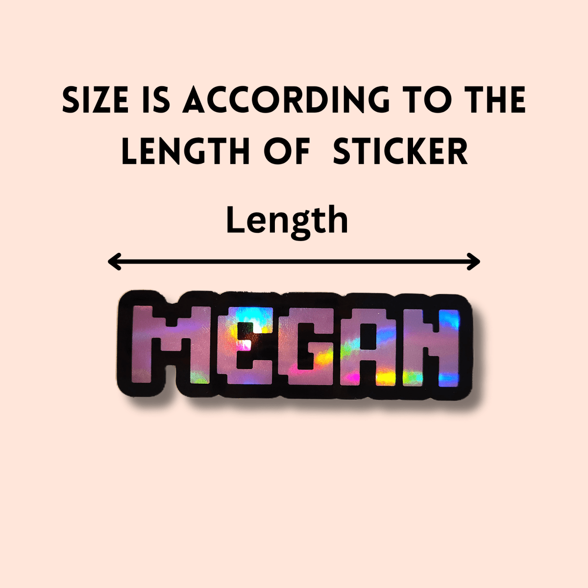 Custom Holographic Pixel Name Sticker, Retro Gaming Style Sticker - KWL Creations