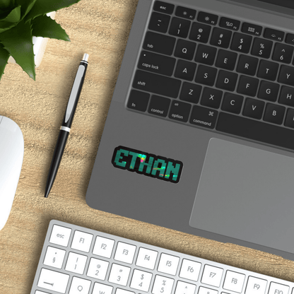 Custom Holographic Pixel Name Sticker, Retro Gaming Style Sticker - KWL Creations