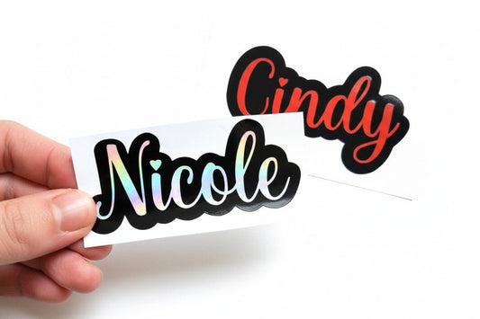 Custom Layered Holographic Name Vinyl Decal with Black Outline - KWL Creations