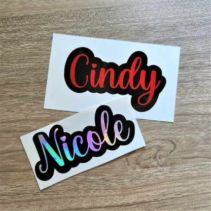Custom Layered Holographic Name Vinyl Decal with Black Outline - KWL Creations