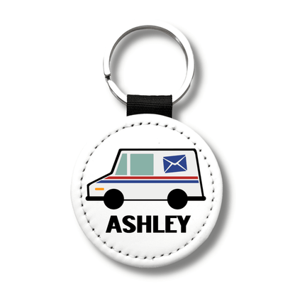 custom mail carrier keychain with name postal truck design gift