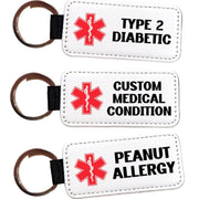 Custom Medical Alert Keychain: Personalized Condition ID, PU Leather - KWL Creations