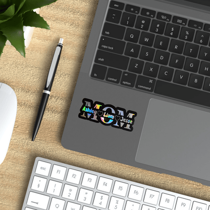 Custom Mom Name Sticker – Personalized Kids Names Decal, Holographic MOM Sticker, Mother’s Day Gift - KWL Creations