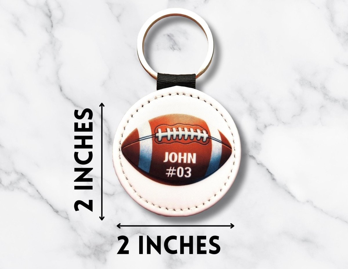 Custom Name and Number Football Key Chain, Personalized Sports Team Key Ring - KWL Creations
