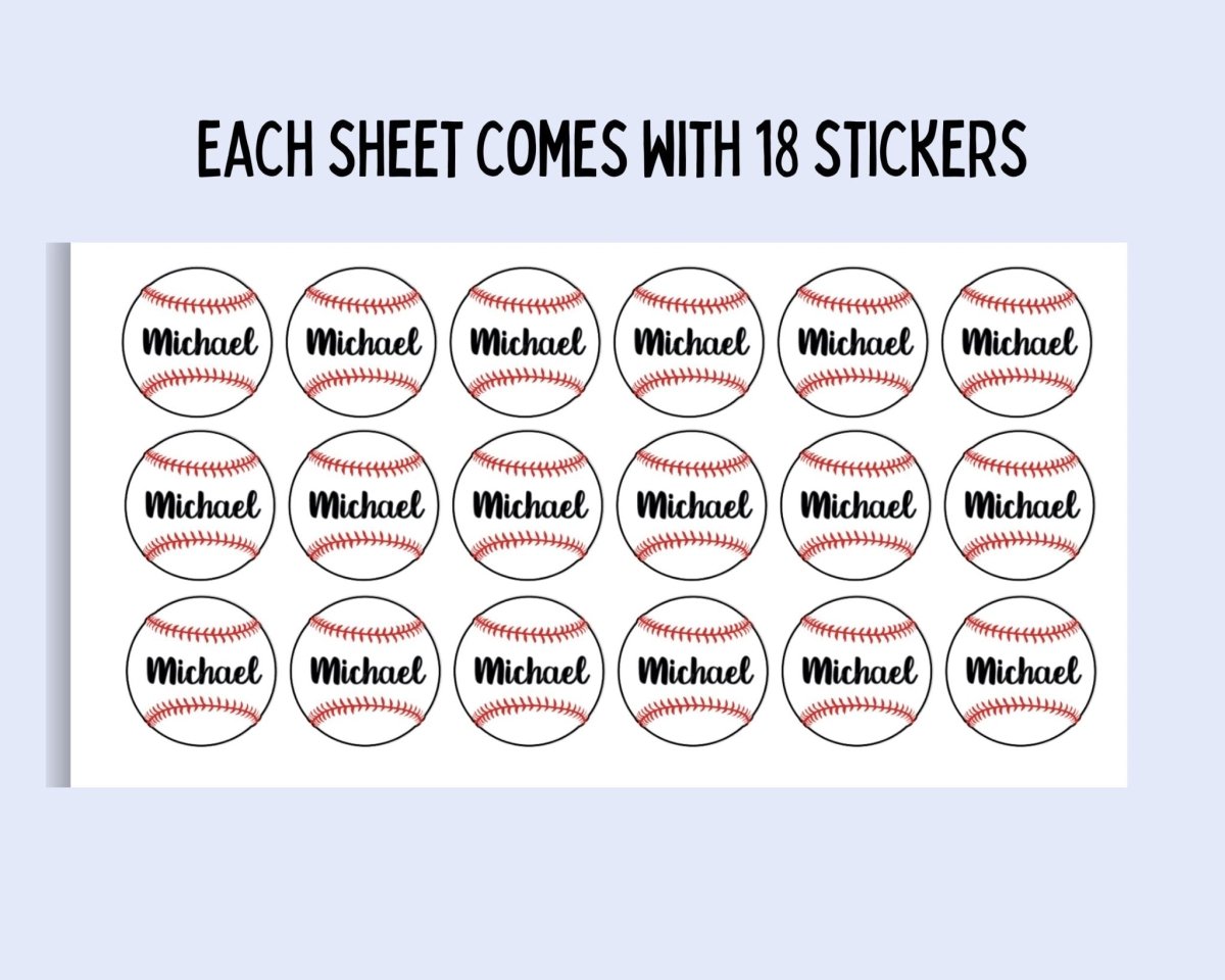 Custom Name Baseball Sticker Sheets, Custom Sports Back to School Stickers - KWL Creations