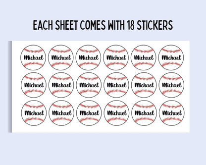 Custom Name Baseball Sticker Sheets, Custom Sports Back to School Stickers - KWL Creations