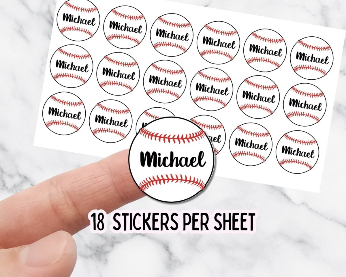 Custom Name Baseball Sticker Sheets, Custom Sports Back to School Stickers - KWL Creations