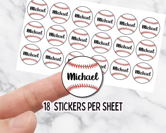 Custom Name Baseball Sticker Sheets, Custom Sports Back to School Stickers - KWL Creations