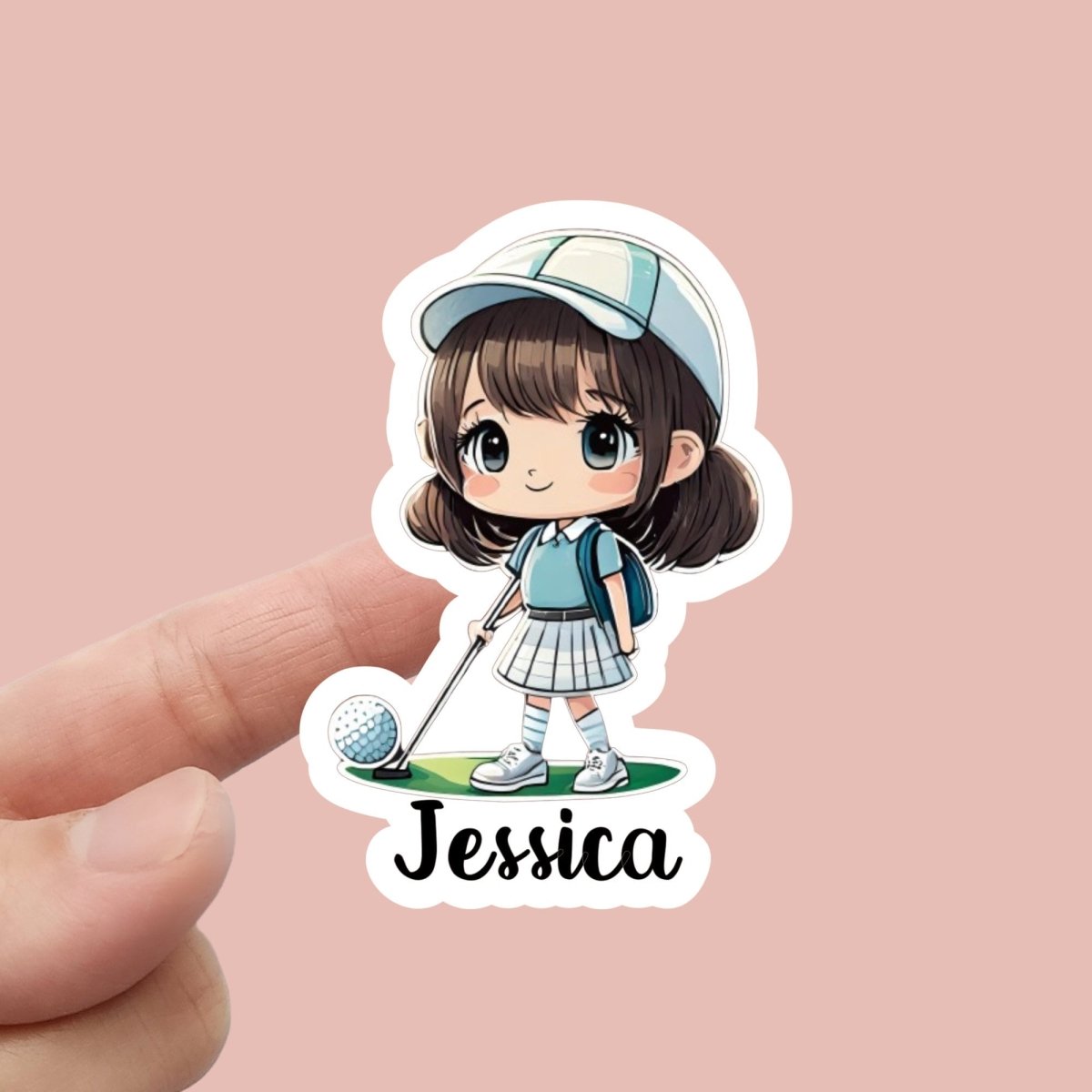 Custom Name Cute Cartoon Golf Girl Sticker, Golf Lover Gift - KWL Creations