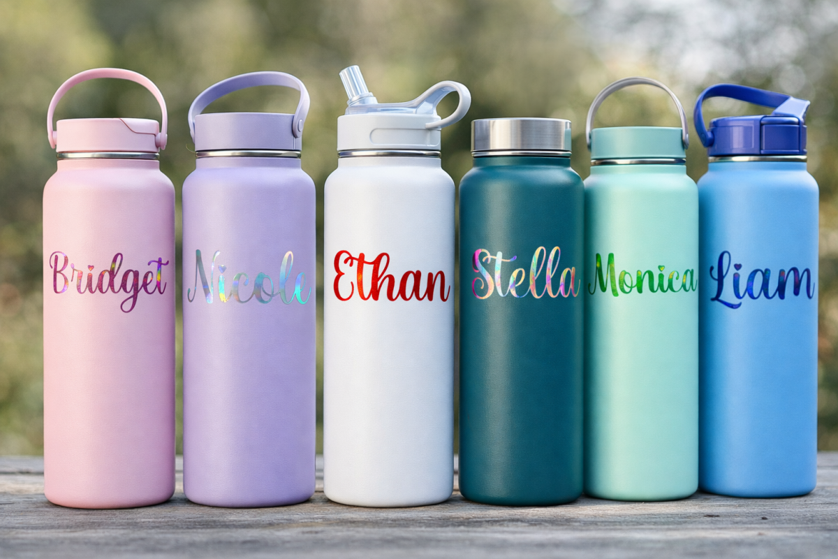 Custom Name Decal in Solid or Holographic Multi Color, Cursive Font - KWL Creations
