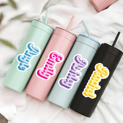 Custom Name Girl Doll Pink Font Sticker - KWL Creations