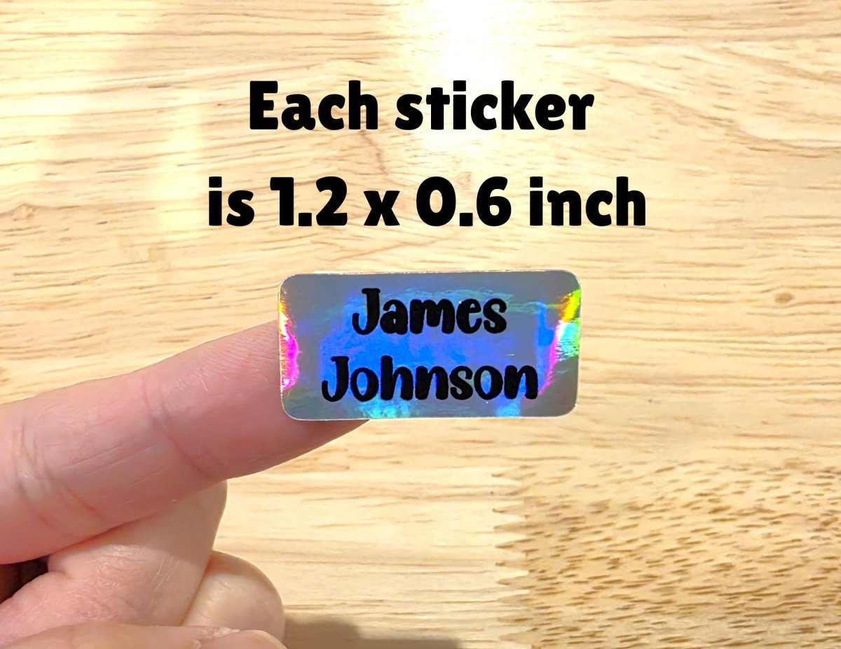 Custom Name Holographic Sticker Sheets – 56 Labels per Sheet. Multi Fonts - KWL Creations