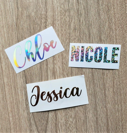 Custom Name Holographic Vinyl Decal, Choose Fonts and Colors - KWL Creations