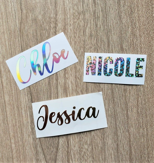 Custom Name Holographic Vinyl Decal, Choose Fonts and Colors - KWL Creations