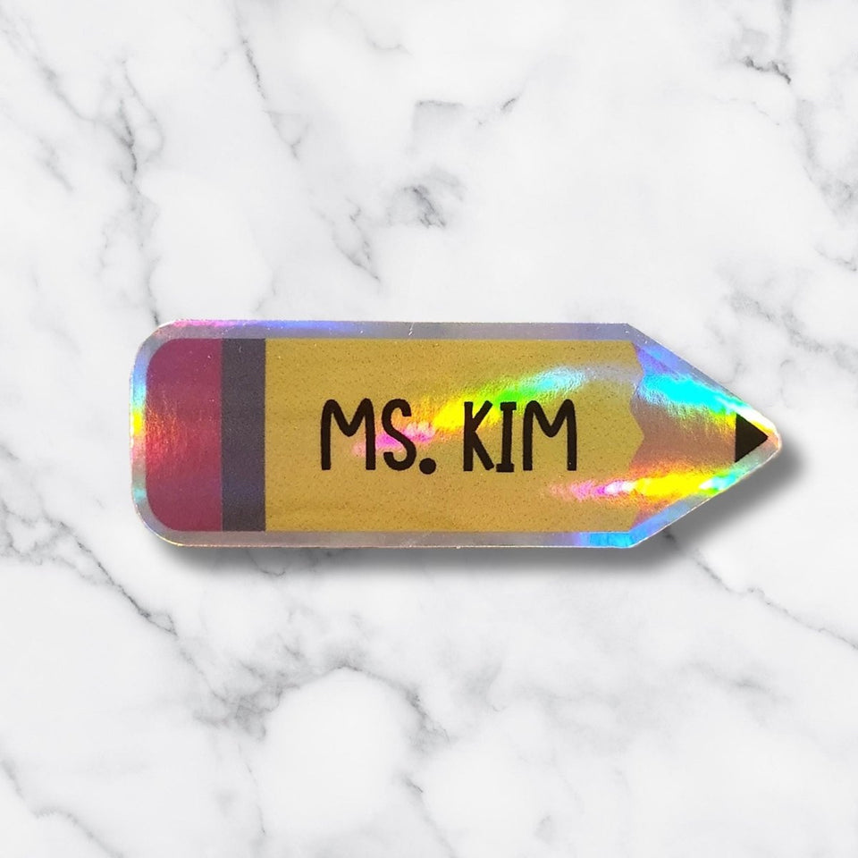 Custom Name Pencil Sticker – Personalized Teacher Sticker - KWL Creations
