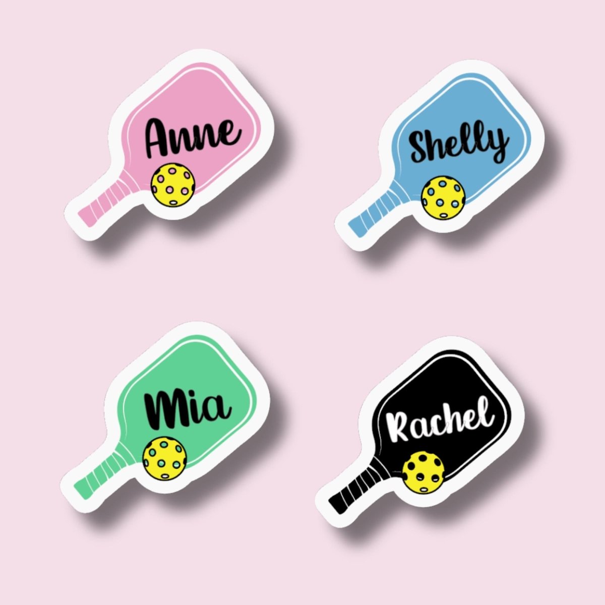 Custom Name Pickleball Sticker, Choose Paddle Color - KWL Creations