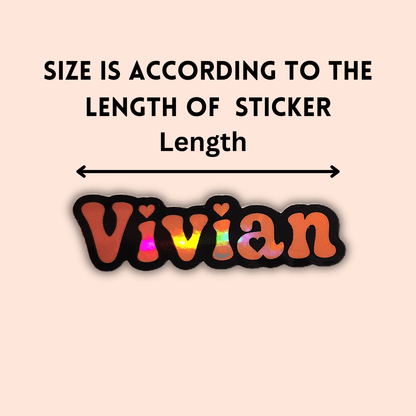 Custom Name Retro Groovy Heart Font Sticker - KWL Creations