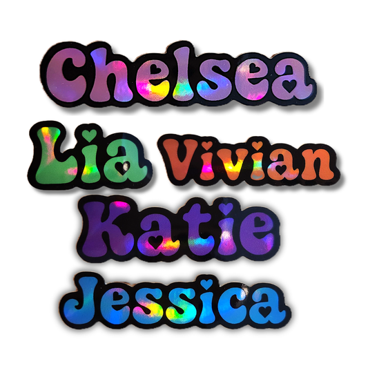 Custom Name Retro Groovy Heart Font Sticker - KWL Creations