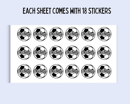 Custom Name Soccer Sticker Sheets (18 Stickers) - KWL Creations