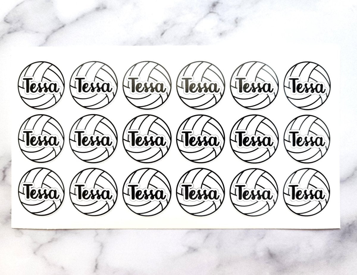 Custom Name Volleyball Sticker Sheet (18 Stickers) - KWL Creations