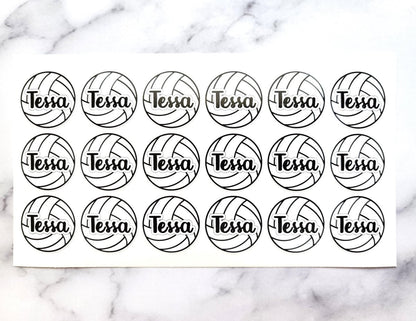 Custom Name Volleyball Sticker Sheet (18 Stickers) - KWL Creations