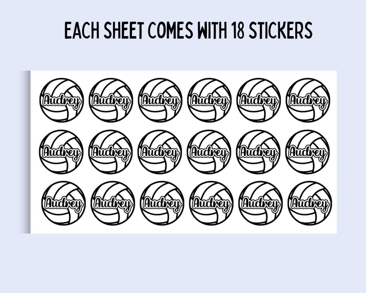 Custom Name Volleyball Sticker Sheet (18 Stickers) - KWL Creations