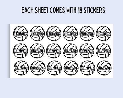 Custom Name Volleyball Sticker Sheet (18 Stickers) - KWL Creations