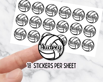 Custom Name Volleyball Sticker Sheet (18 Stickers) - KWL Creations