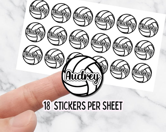 Custom Name Volleyball Sticker Sheet (18 Stickers) - KWL Creations