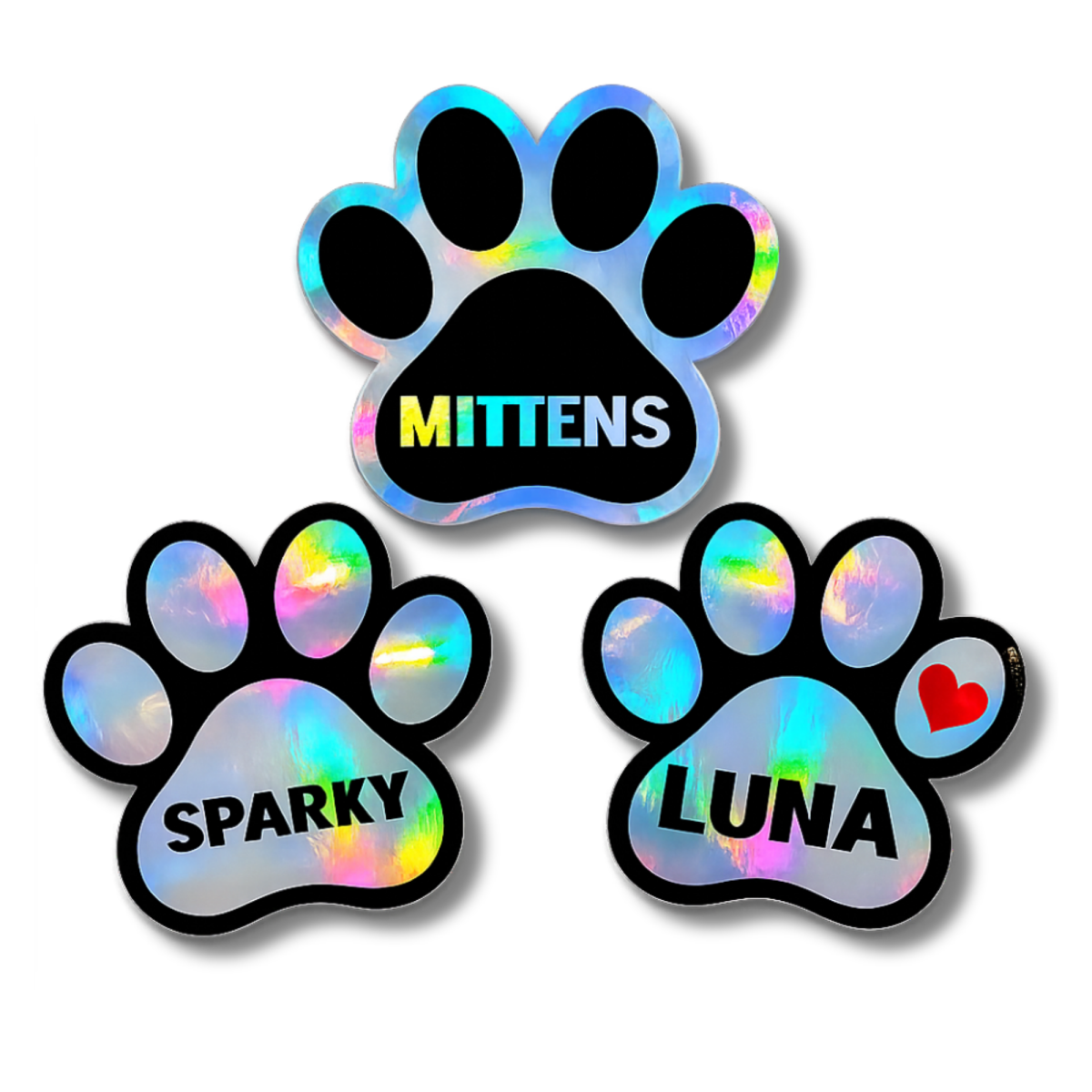 Custom Pet Paw Sticker | Personalized Holographic Paw Decal - KWL Creations