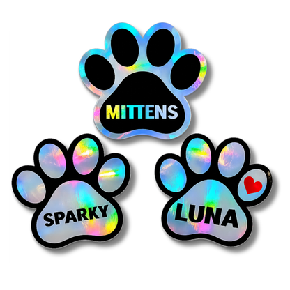Custom Pet Paw Sticker | Personalized Holographic Paw Decal - KWL Creations
