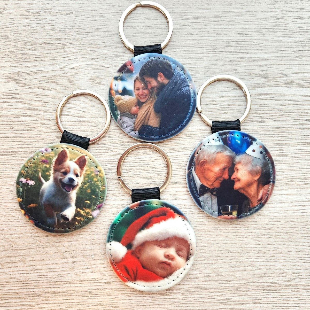 custom photo keychain personalized picture pu leather