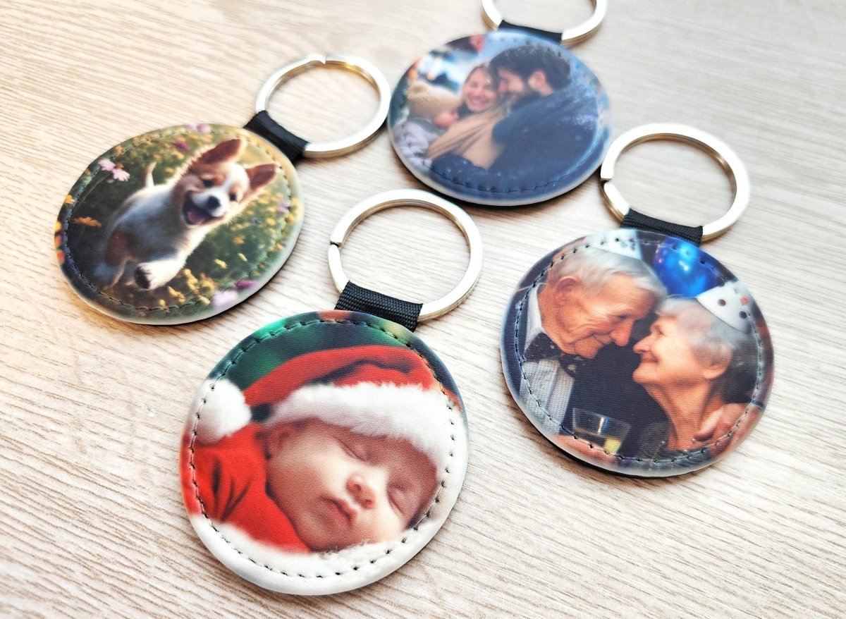 Custom Photo Keychain – Personalized Picture Keychain, PU Leather Keychain Gift for Couples, Family, Pets, Wedding & Graduation - KWL Creations