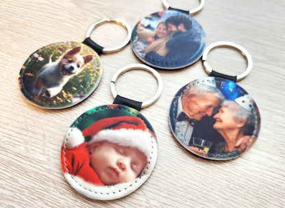 Custom Photo Keychain – Personalized Picture Keychain, PU Leather Keychain Gift for Couples, Family, Pets, Wedding & Graduation - KWL Creations