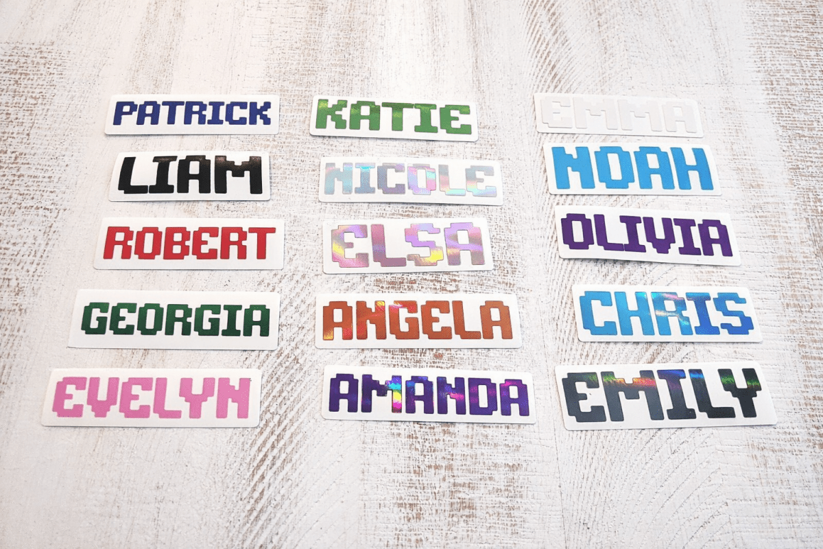 Custom Pixel Font Name Stickers | Personalized Vinyl Decals for Kids & Gifts - KWL Creations