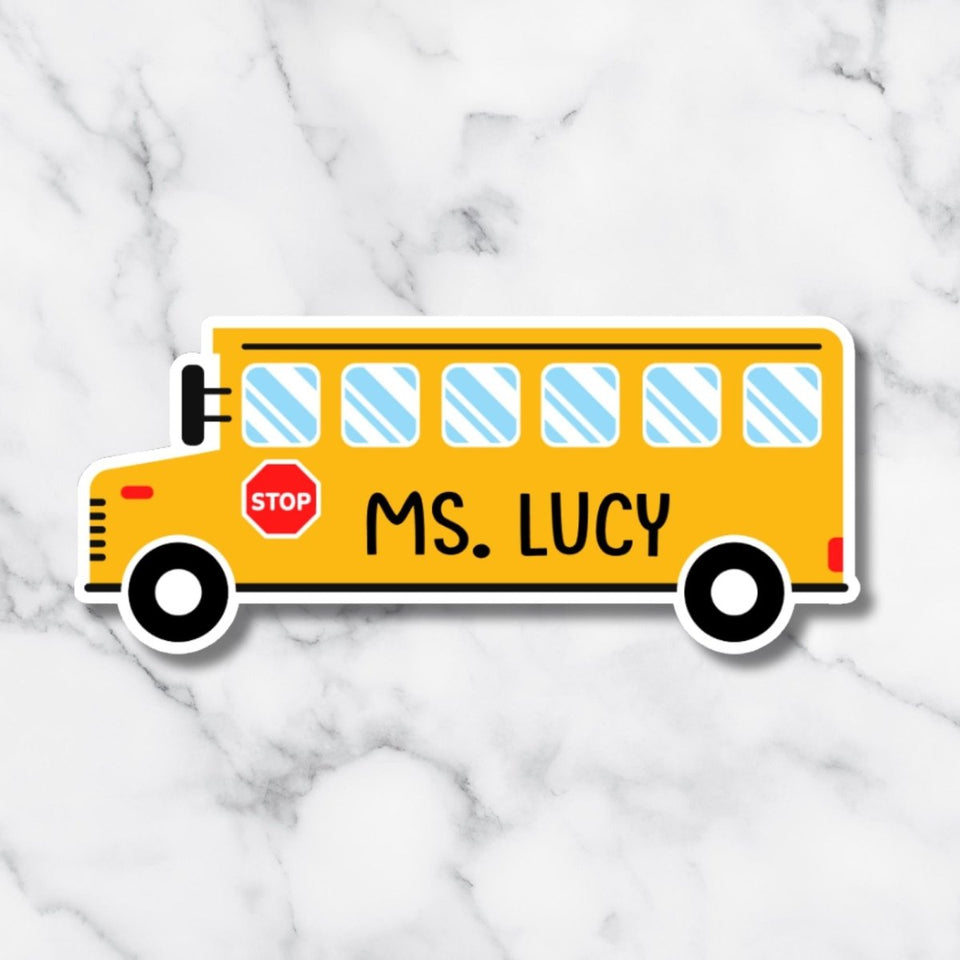 Custom School Bus Name Sticker – Personalized Gift for Educators - KWL Creations
